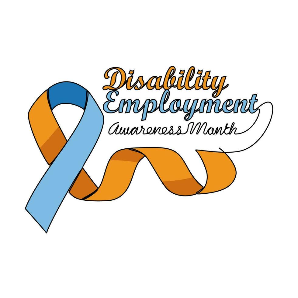 One continuous line drawing of disabilty employment awareness month with white background. disabilty employment awareness month design in simple linear style. disabilty employment awareness concept vector