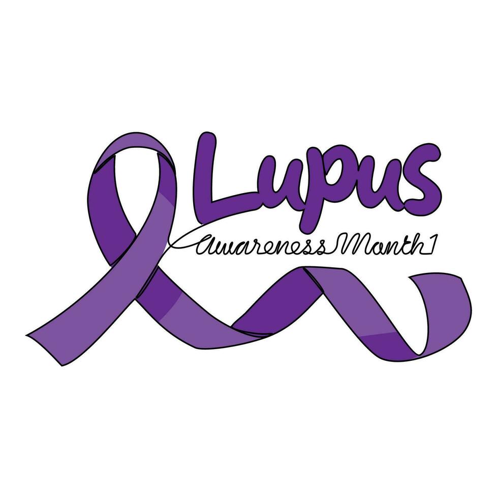 uno continuo línea dibujo de lupus conciencia mes con blanco antecedentes. lupus conciencia mes diseño en sencillo lineal estilo. lupus conciencia mes diseño concepto para médico vector ilustración.