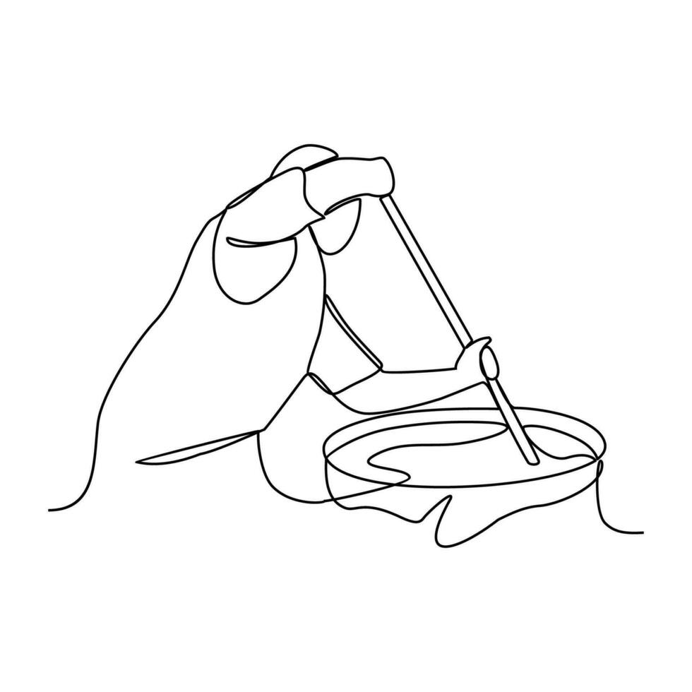 One continuous line drawing of baker working activity with white background. create bread working activity design in simple linear style. baker working people design concept vector illustration.