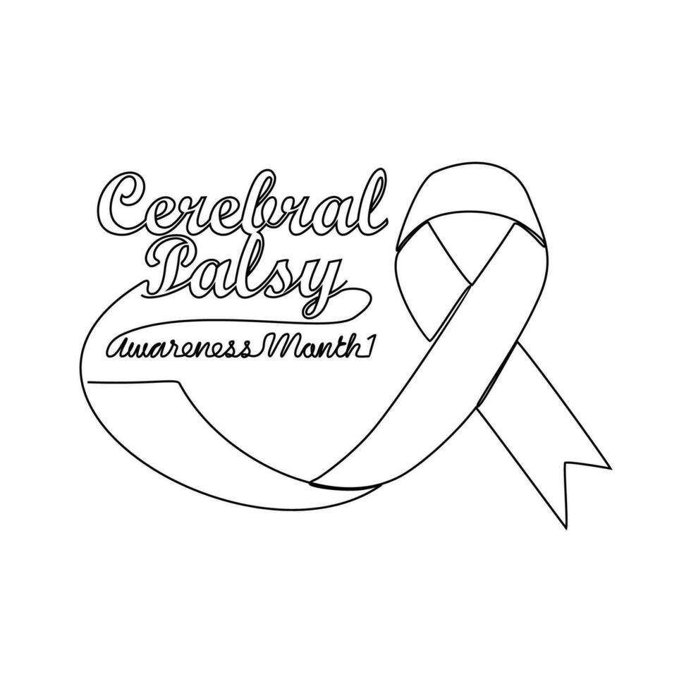 One continuous line drawing of Cerebral Palsy awareness month with white background. Cerebral Palsy awareness month design in simple linear style. Cerebral Palsy awareness month design concept vector. vector