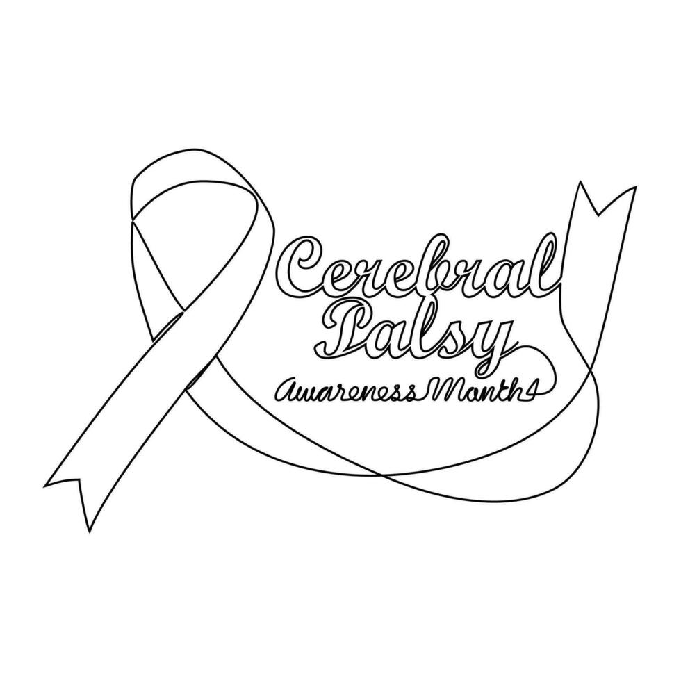 One continuous line drawing of Cerebral Palsy awareness month with white background. Cerebral Palsy awareness month design in simple linear style. Cerebral Palsy awareness month design concept vector. vector