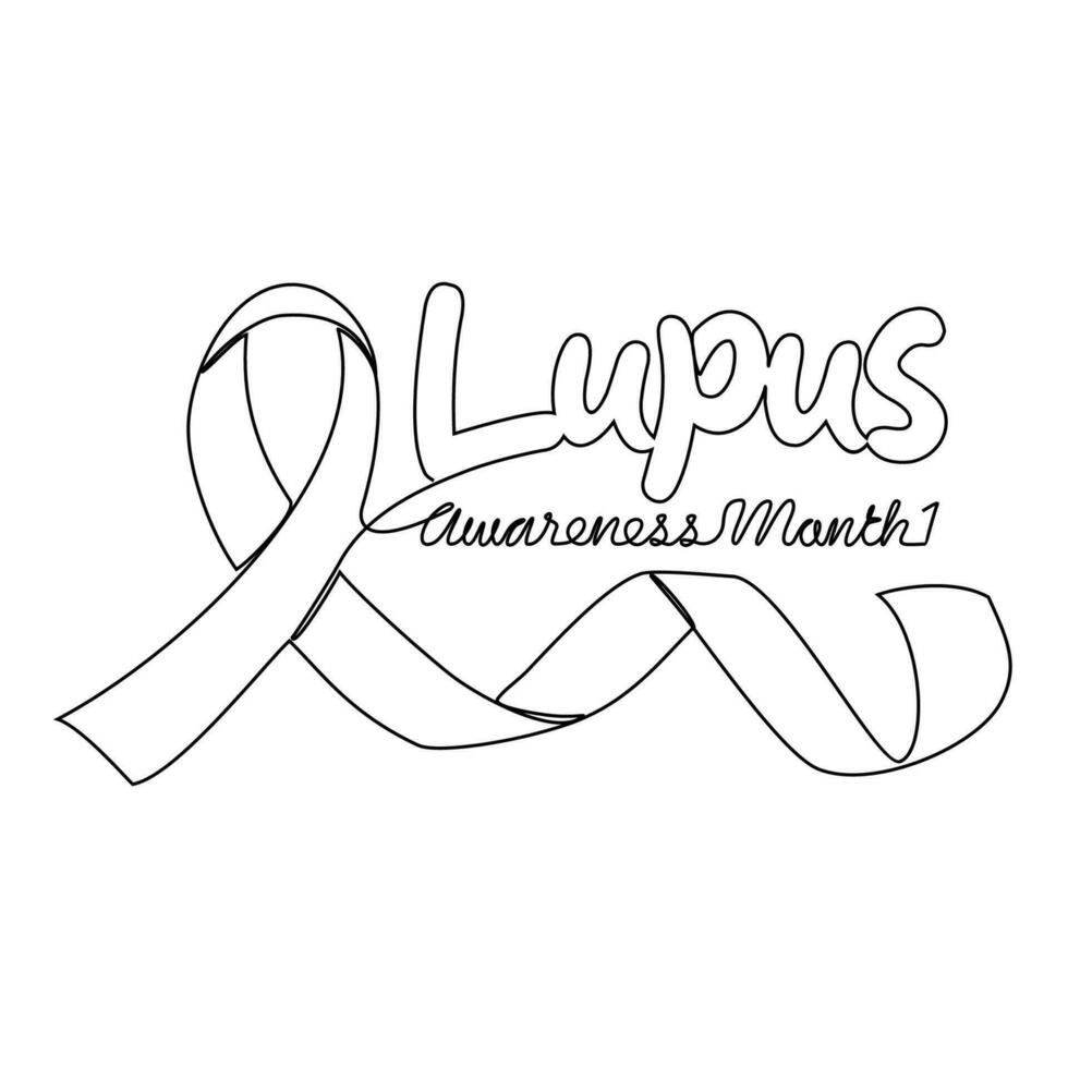 uno continuo línea dibujo de lupus conciencia mes con blanco antecedentes. lupus conciencia mes diseño en sencillo lineal estilo. lupus conciencia mes diseño concepto para médico vector ilustración.