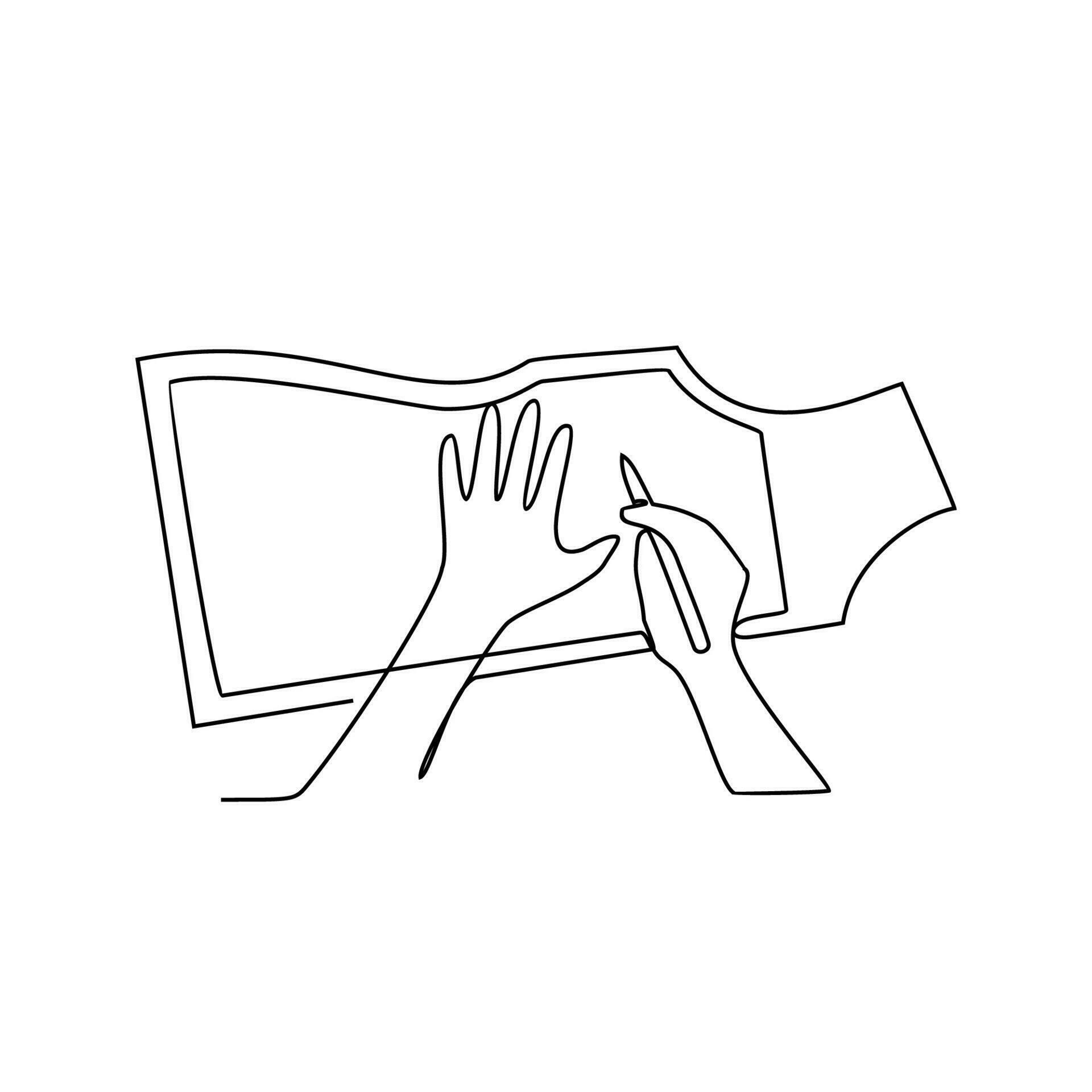 One continuous line drawing of clothing factory working activity with