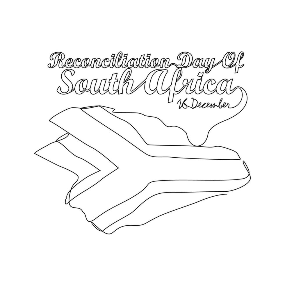 One continuous line drawing of Reconciliation Day of South Africa on December 16th. South Africa National Day design in simple linear style. Reconciliation Day of South Africa design concept vector .