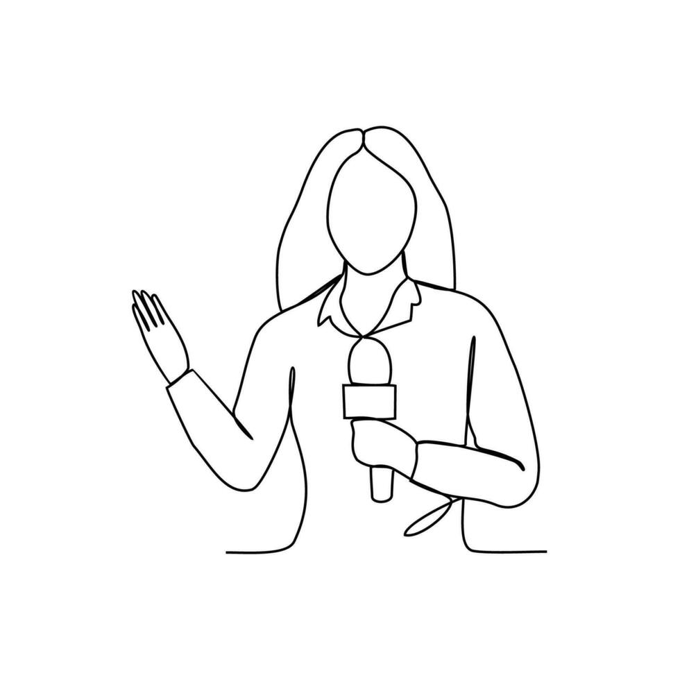 One continuous line drawing of Journalist profession with white background. Journalist profession design concept in simple linear style. Journalist profession design concept vector illustration