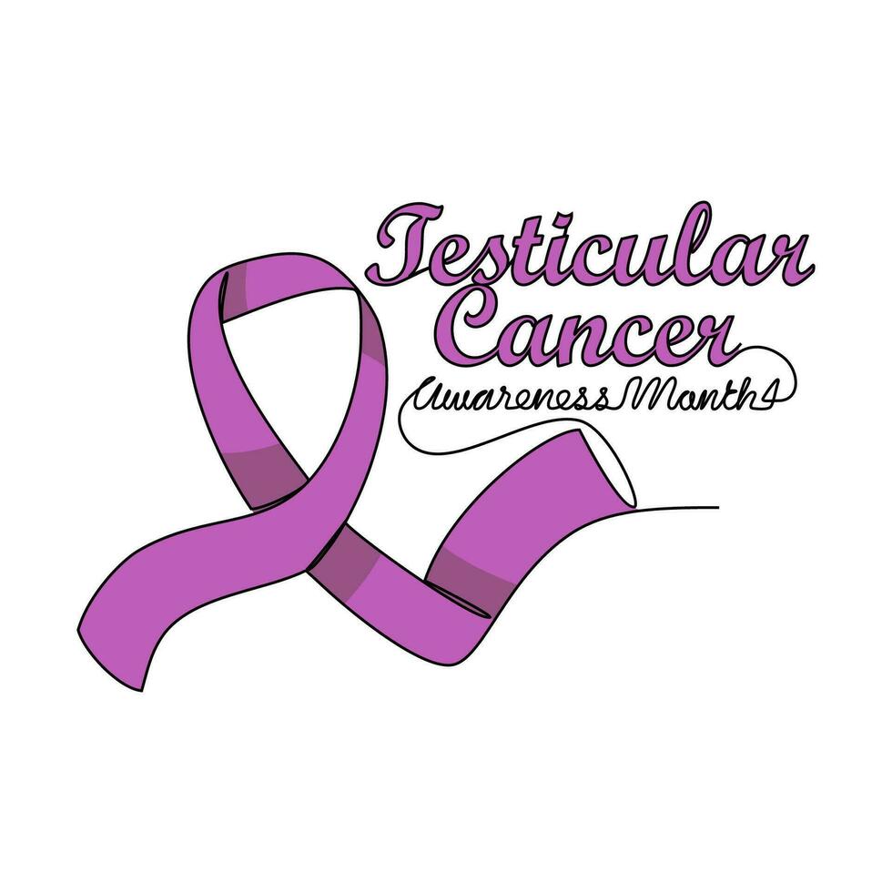 uno continuo línea dibujo de testicular cáncer conciencia mes con blanco antecedentes. conciencia cinta diseño en sencillo lineal estilo. cuidado de la salud y médico diseño concepto vector ilustración