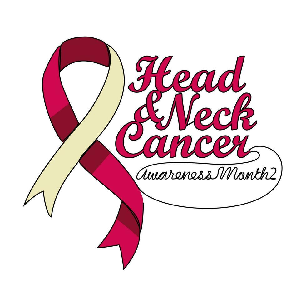 One continuous line drawing of head and neck cancer awareness month with white background. Awareness ribbon design in simple linear style. healthcare and medical design concept vector illustration.