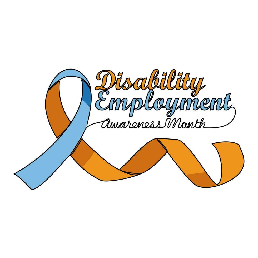 One continuous line drawing of disabilty employment awareness month with white background. disabilty employment awareness month design in simple linear style. disabilty employment awareness concept vector
