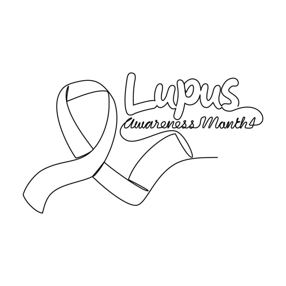 One continuous line drawing of Lupus awareness month with white background. Lupus awareness month design in simple linear style. Lupus awareness month design concept for medical vector illustration.