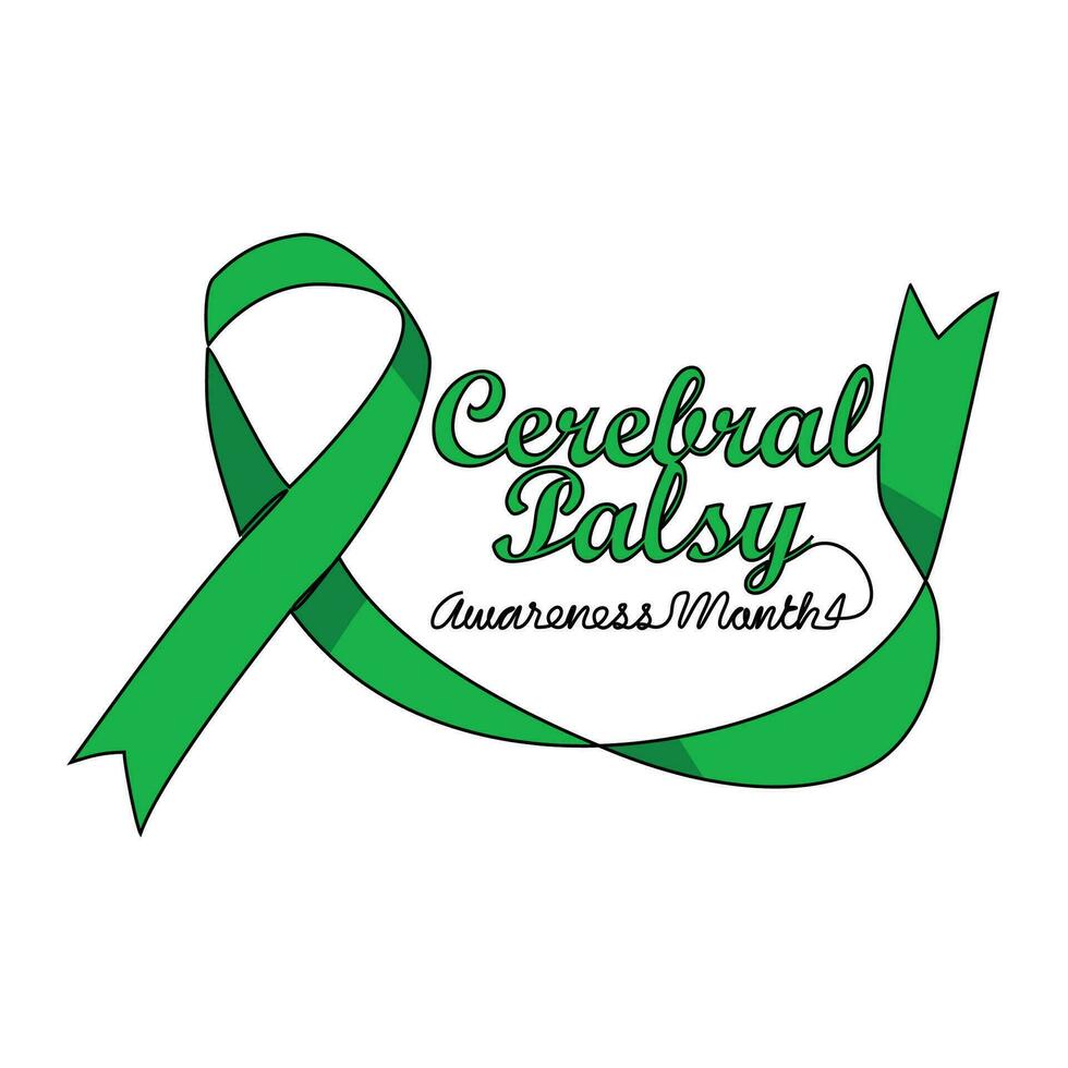 One continuous line drawing of Cerebral Palsy awareness month with white background. Cerebral Palsy awareness month design in simple linear style. Cerebral Palsy awareness month design concept vector. vector