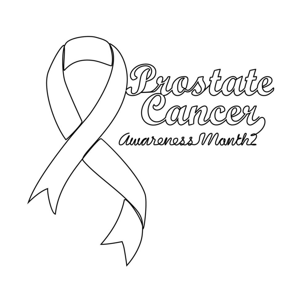 One continuous line drawing of prostate cancer awareness month with white background. Awareness ribbon design in simple linear style. healthcare and medical design concept vector illustration.