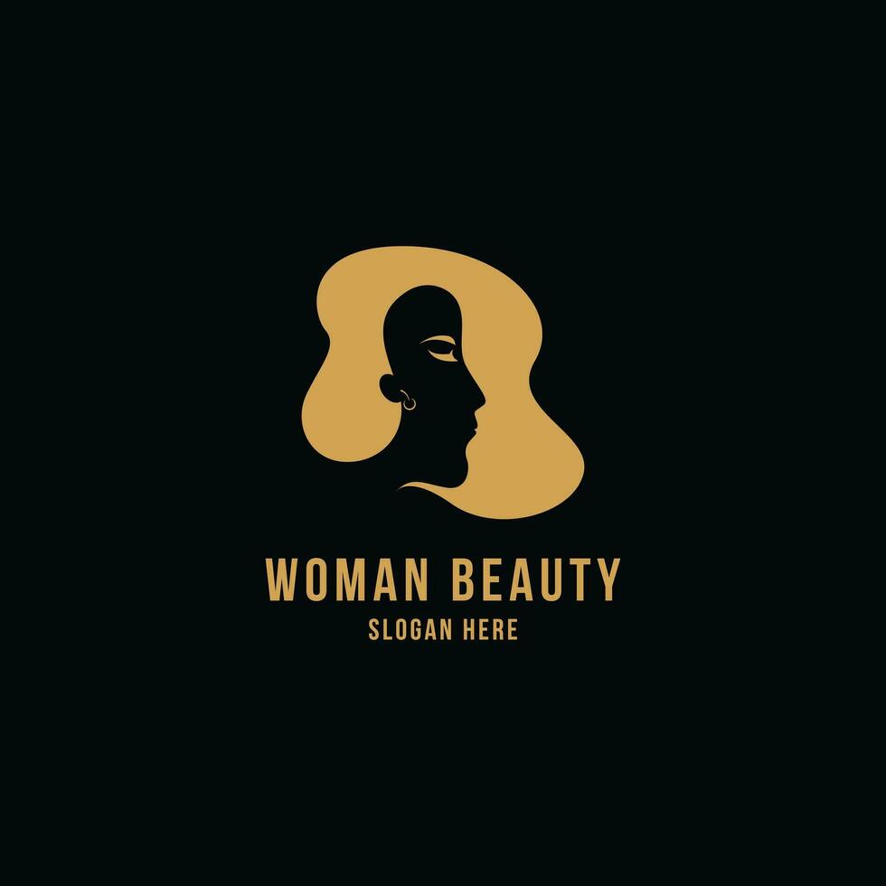 mujer belleza cara logo diseño ideas vector