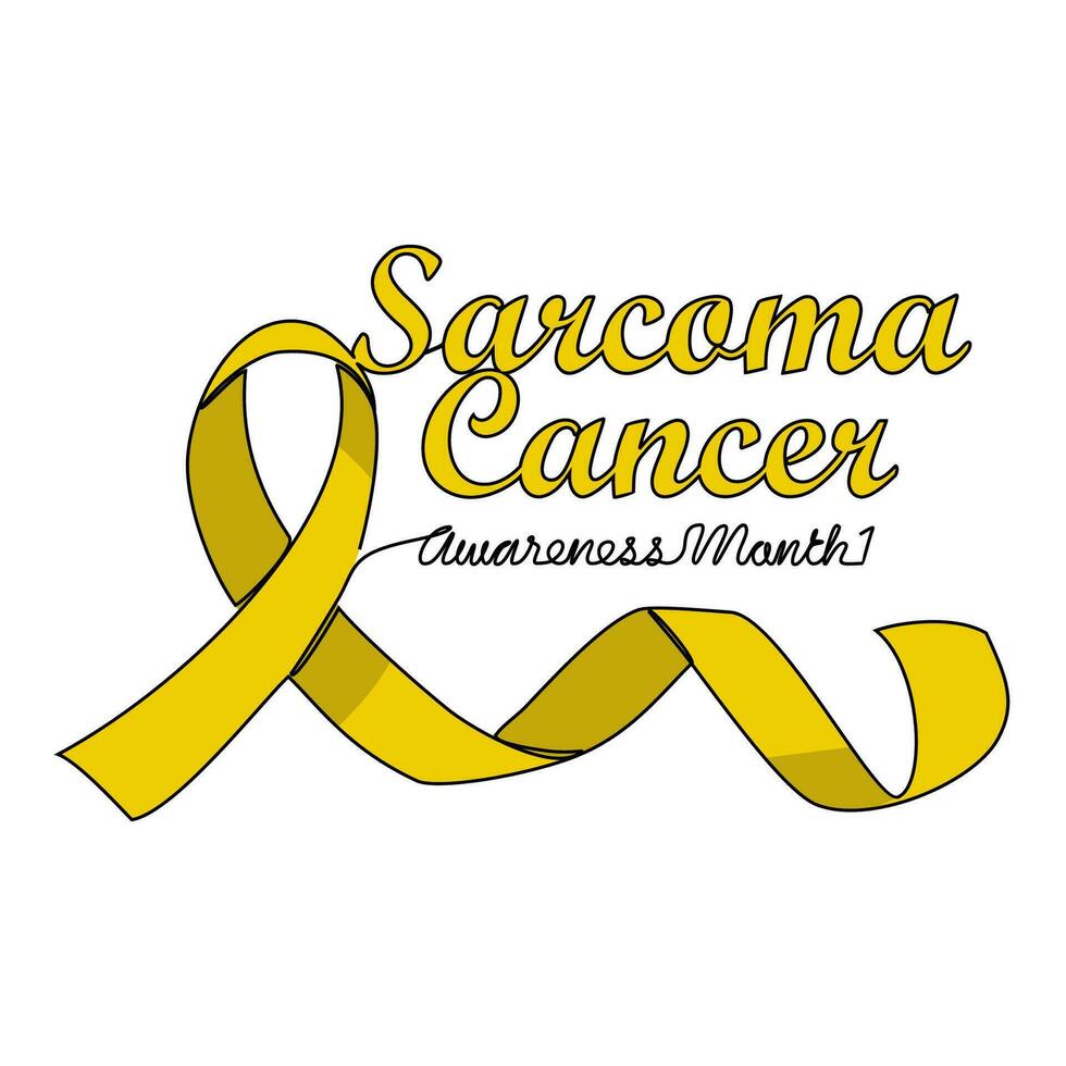 One continuous line drawing of sarcoma cancer awareness month with white background. Awareness ribbon design in simple linear style. healthcare and medical design concept vector illustration.