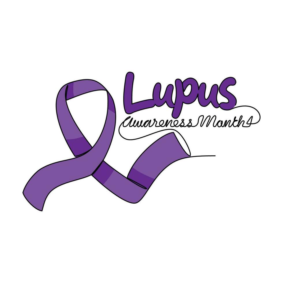 uno continuo línea dibujo de lupus conciencia mes con blanco antecedentes. lupus conciencia mes diseño en sencillo lineal estilo. lupus conciencia mes diseño concepto para médico vector ilustración.