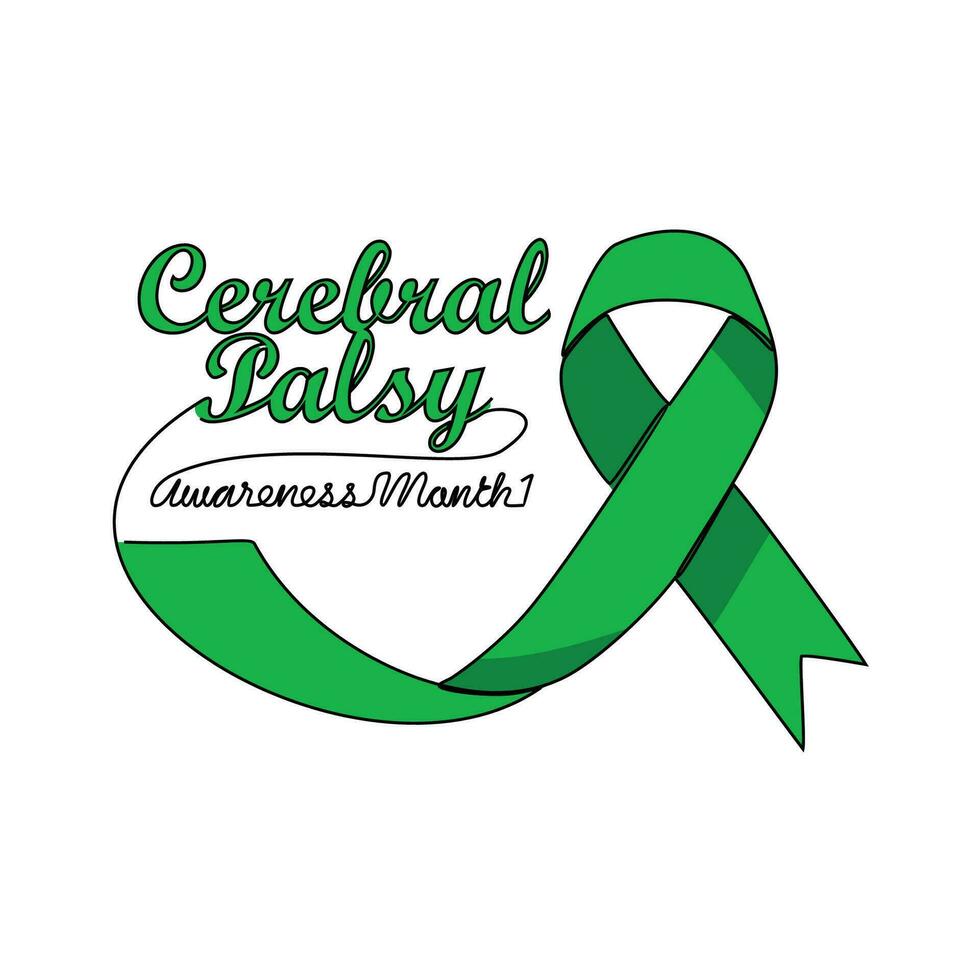 One continuous line drawing of Cerebral Palsy awareness month with white background. Cerebral Palsy awareness month design in simple linear style. Cerebral Palsy awareness month design concept vector. vector