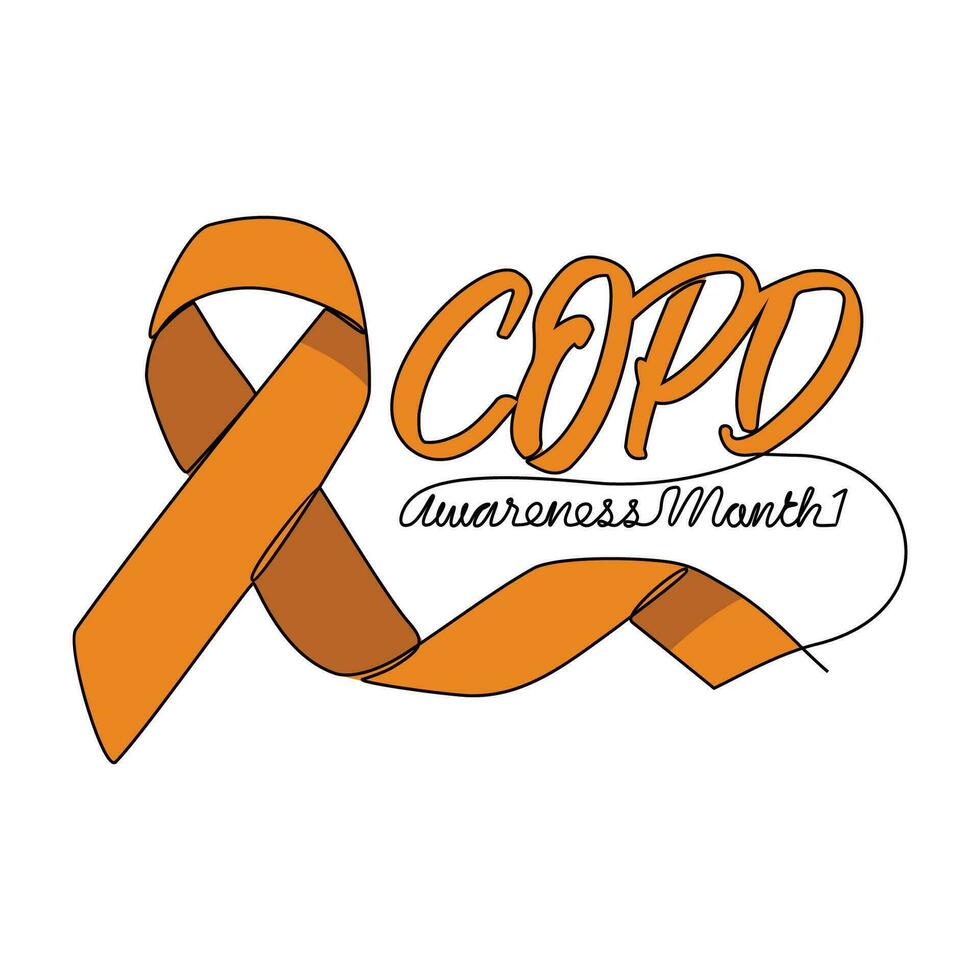 One continuous line drawing of COPD awareness month with white background. COPD  awareness month design in simple linear style. COPD awareness month design concept for medical vector illustration.