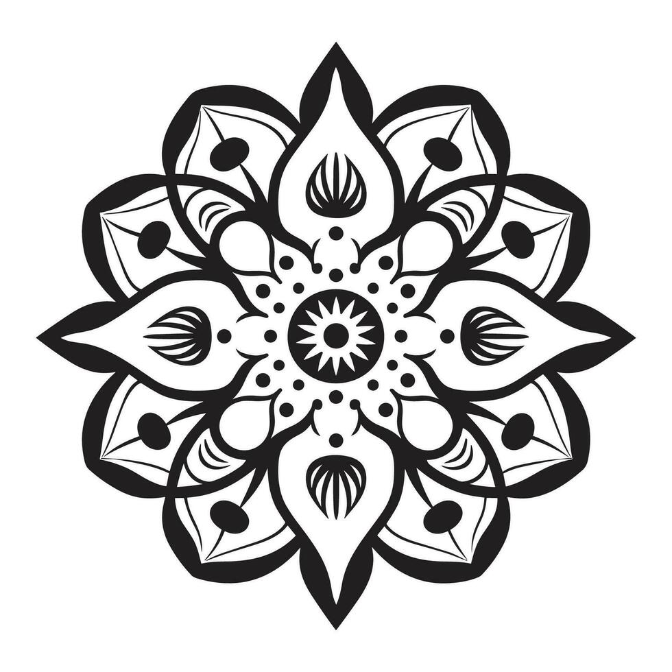 floral mandala Arte vector icono aislado en un blanco fondo, boho mándala, Arábica mándala, mandala silueta