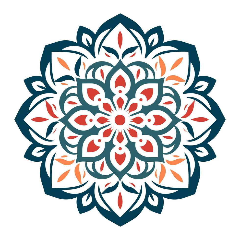 Colorful Gradient Mandala Art vector Icon isolated on a White Background, Islamic mandala, Circle mandala