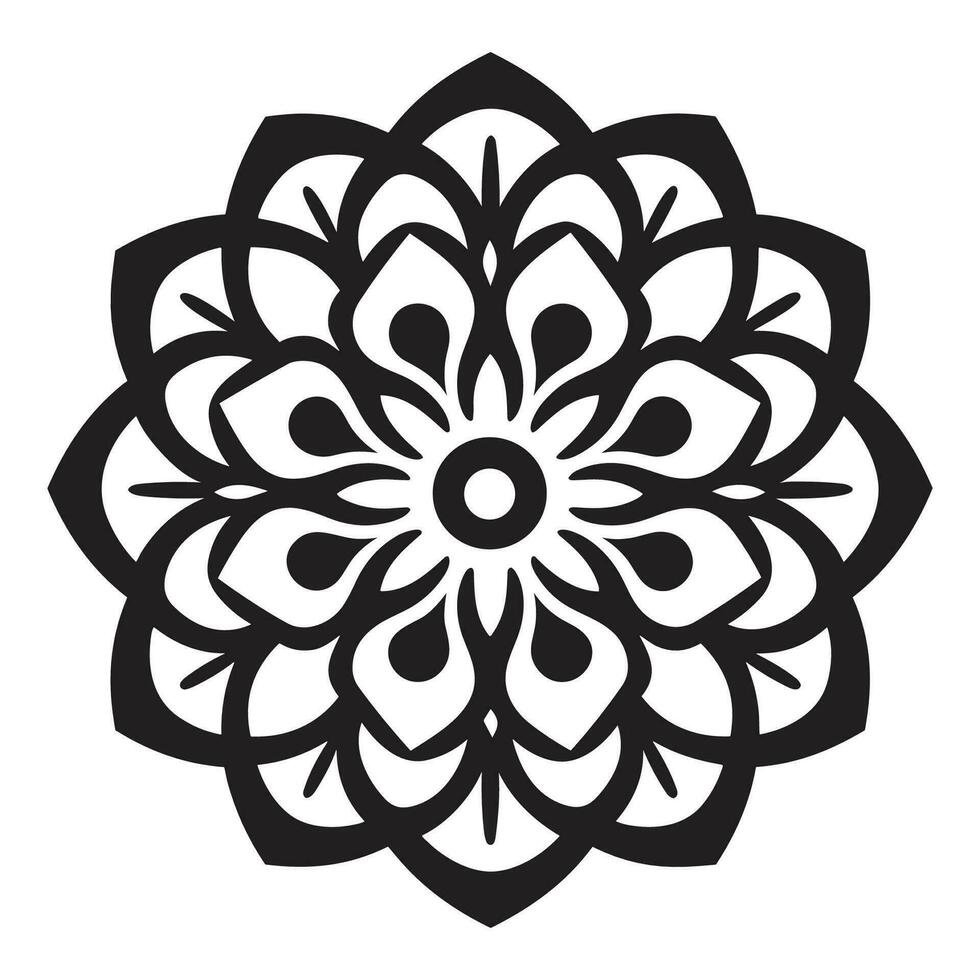 Floral Mandala Art vector Icon isolated on a White Background, boho mandala, Arabic mandala, mandala silhouette