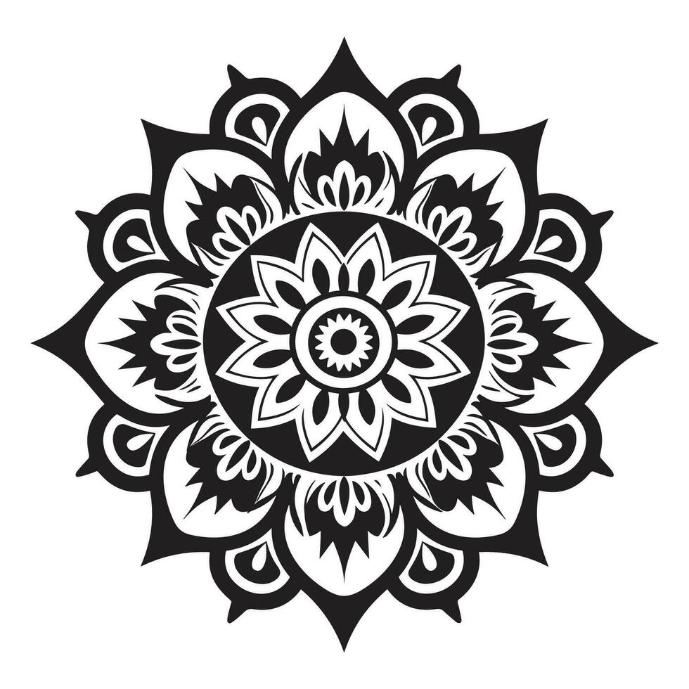 Floral Mandala Art vector Icon isolated on a White Background, boho mandala, Arabic mandala, mandala silhouette