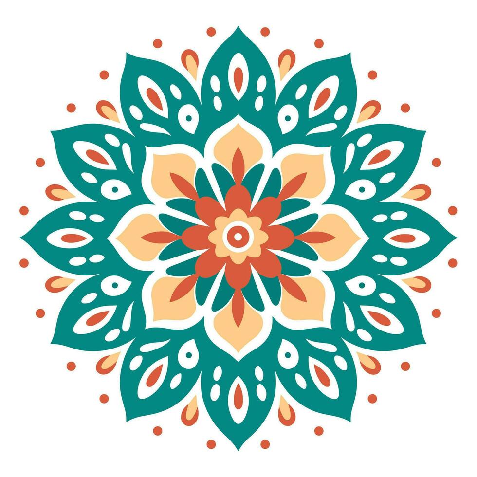 Free Colorful Gradient Mandala Art vector Icon isolated on a White Background, Islamic mandala, Circle mandala