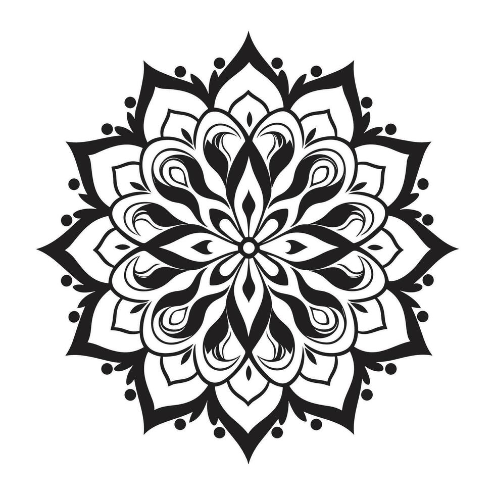 Floral Mandala Art vector Icon isolated on a White Background, boho mandala, Arabic mandala, mandala silhouette