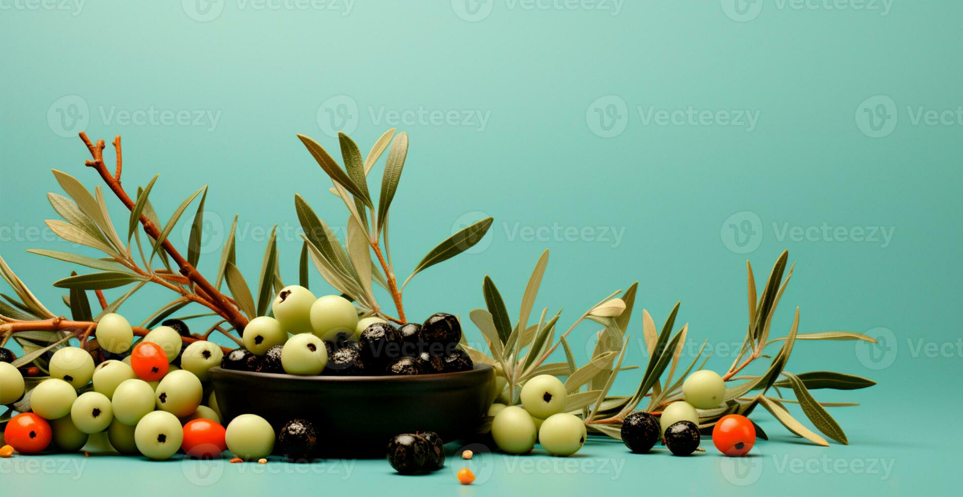 Lots of olives on isolated background - AI generated image photo