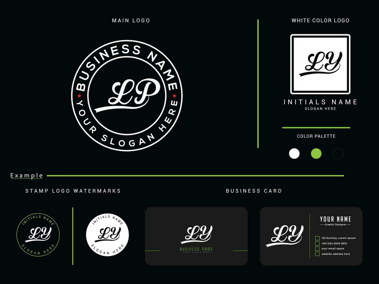 Alphabet Lp Vector Circle Logo, Geometric LP Logo Icon With Business Card Design