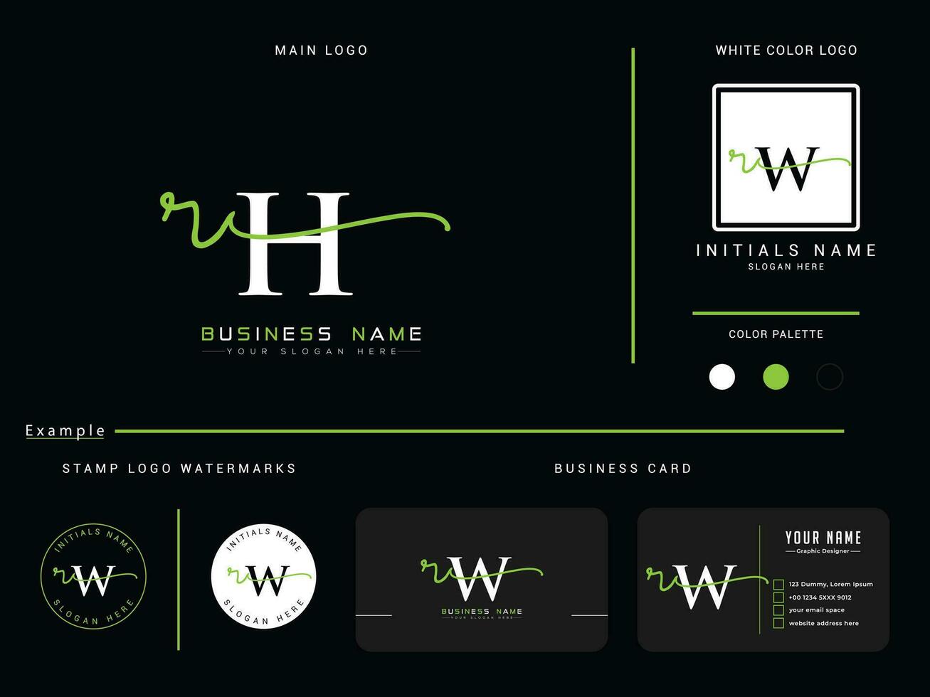 Luxury Rh Logo Icon Vector, Minimalist RH Signature Apparel Logo Letter and Branding Design vector