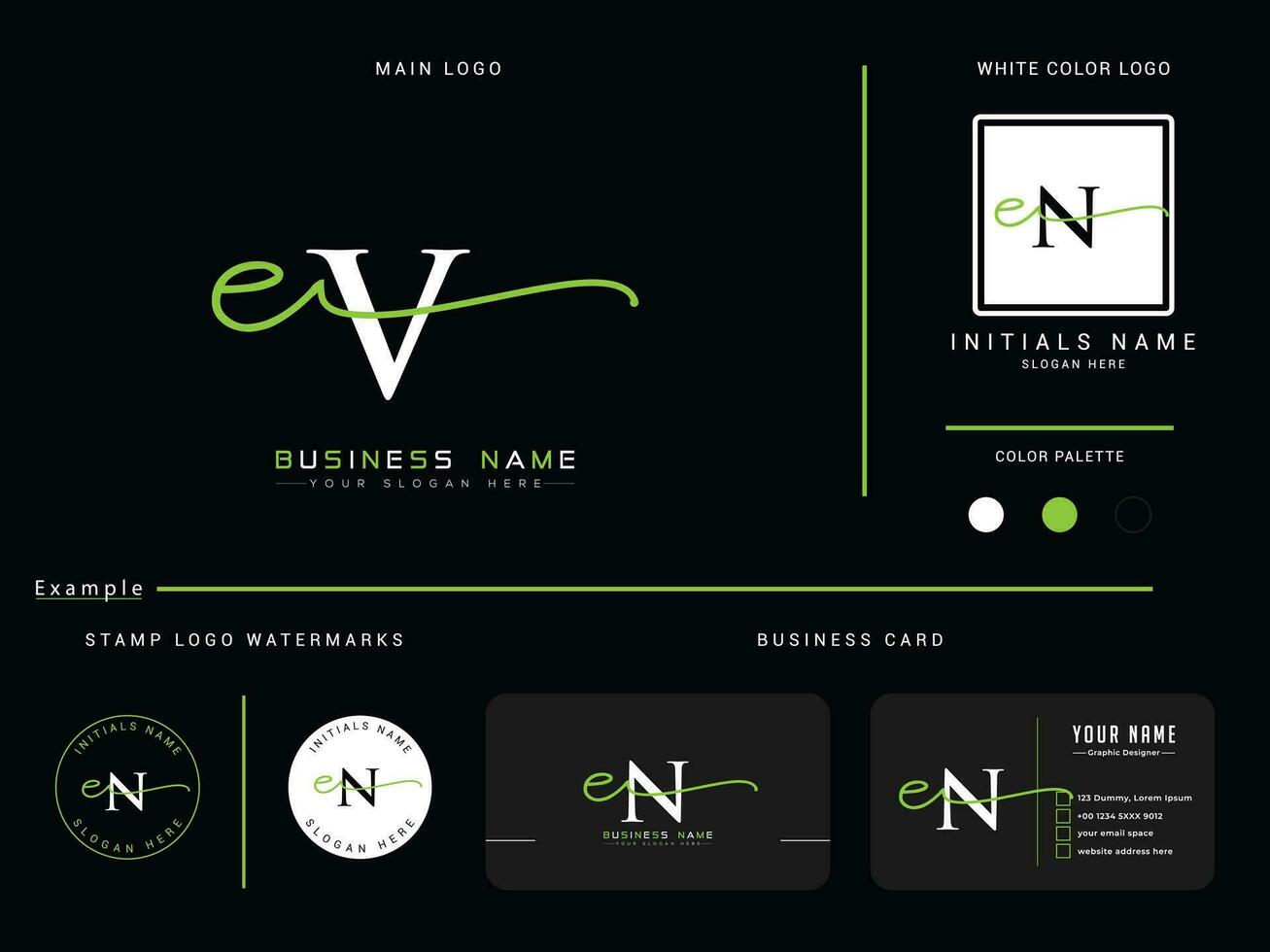 minimalista firma ev lujo ropa logo, moderno ev logo icono diseño para tu negocio vector