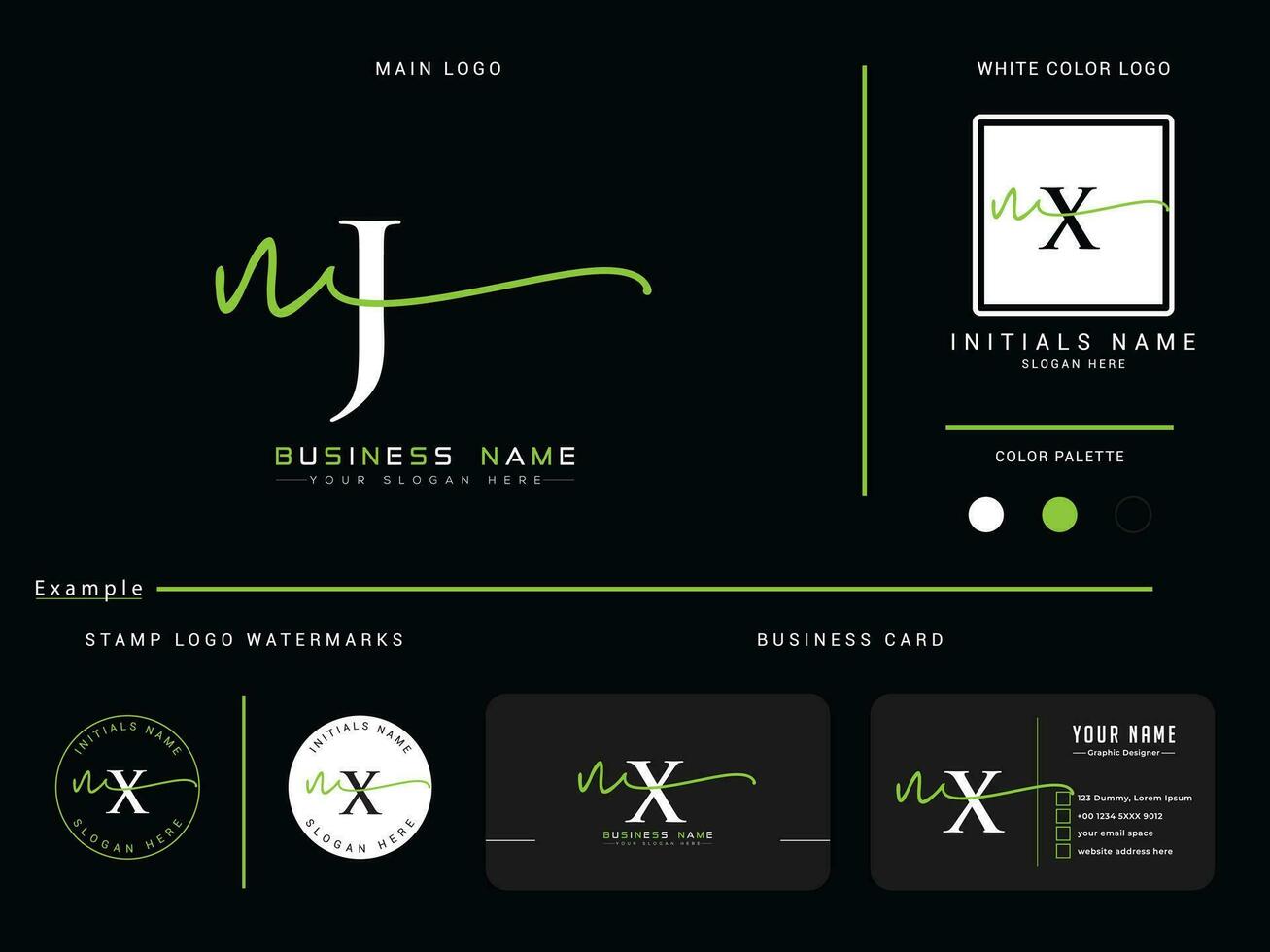 Initial Fashion Nj Logo Icon, Luxury NJ Modern Signature Logo And Presentation vector