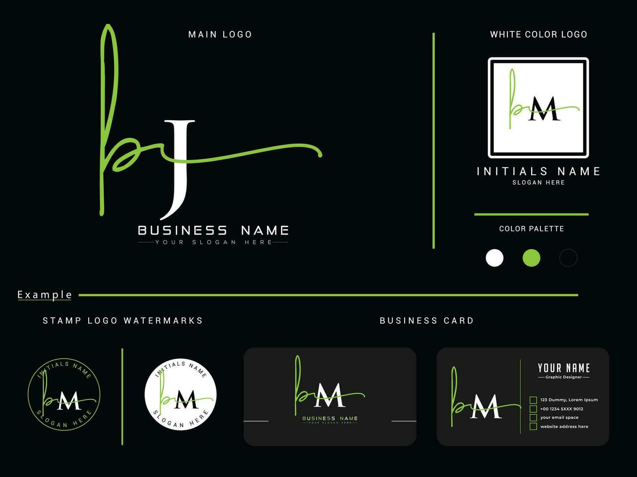 Minimalist BJ Signature Apparel Logo, Colorful Bj Luxury Letter Business Logo and Presentation vector
