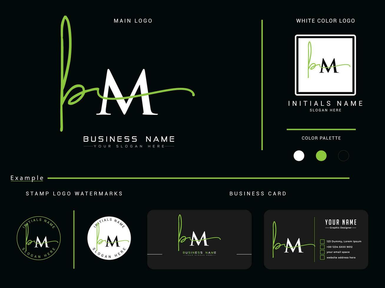 Minimalist Bm Signature Apparel Logo, Colorful BM Luxury Letter Business Logo and Presentation vector