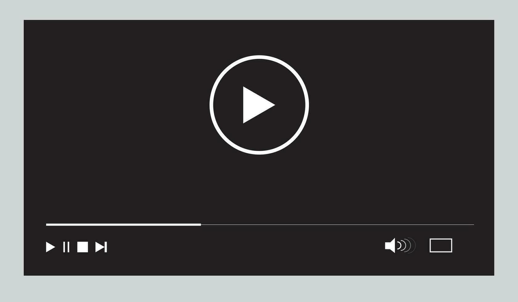 Video player template for web or mobile apps. Vector illustration.