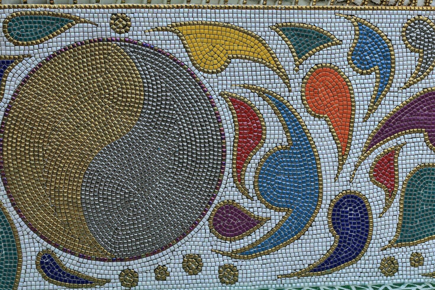 Abstract art background image of glass mosaic tile installation. beautifully decorated and exquisite photo