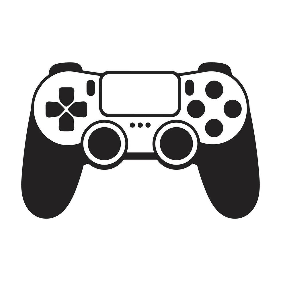 Free Game Controller Silhouette isolated on a White Background, Game Console vector art, Vector Gamepad black silhouette