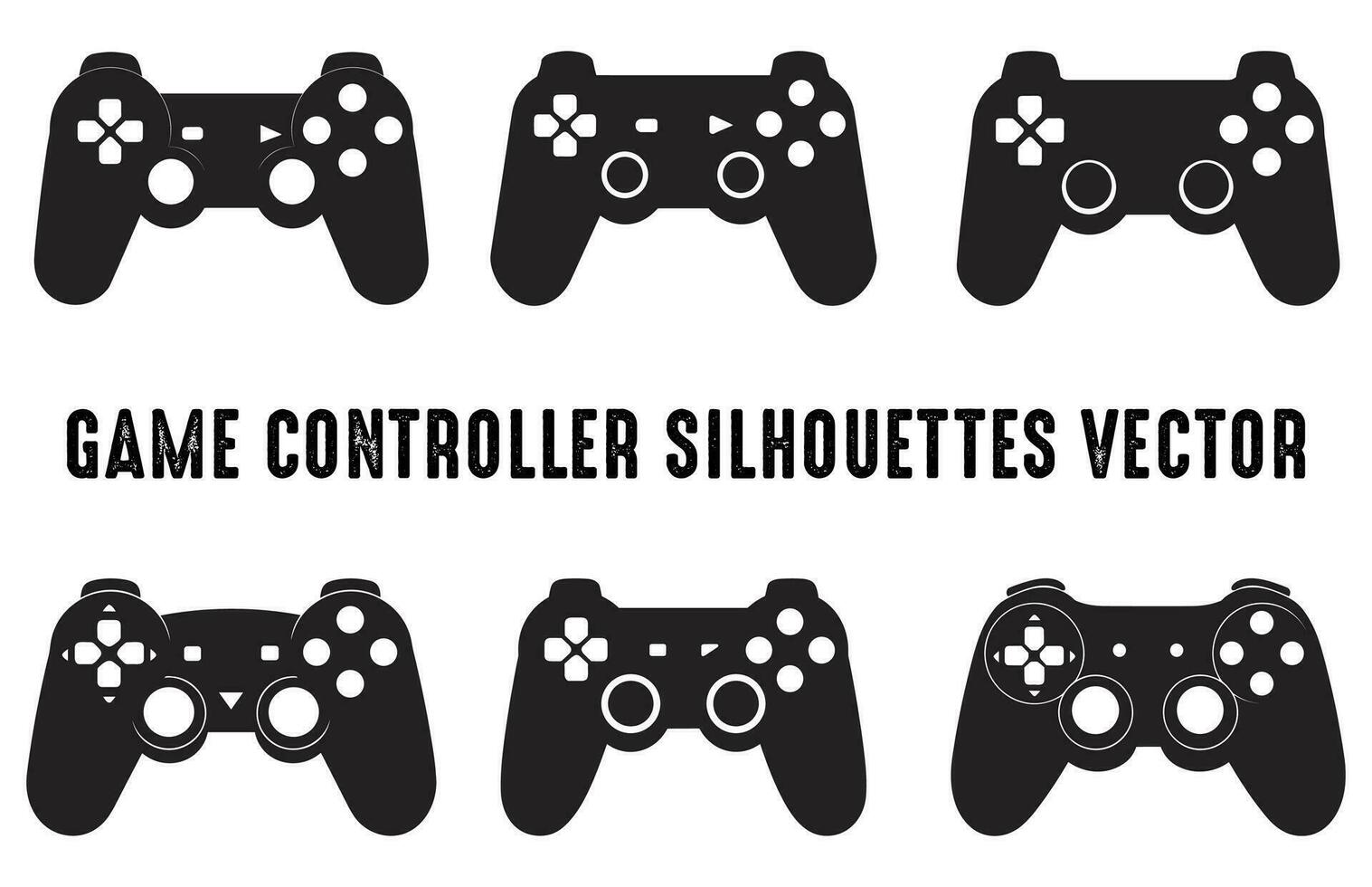 Set of Video Game Controller isolated Silhouettes, Game Console Silhouettes Bundle, Vector Gamepad black silhouette collection