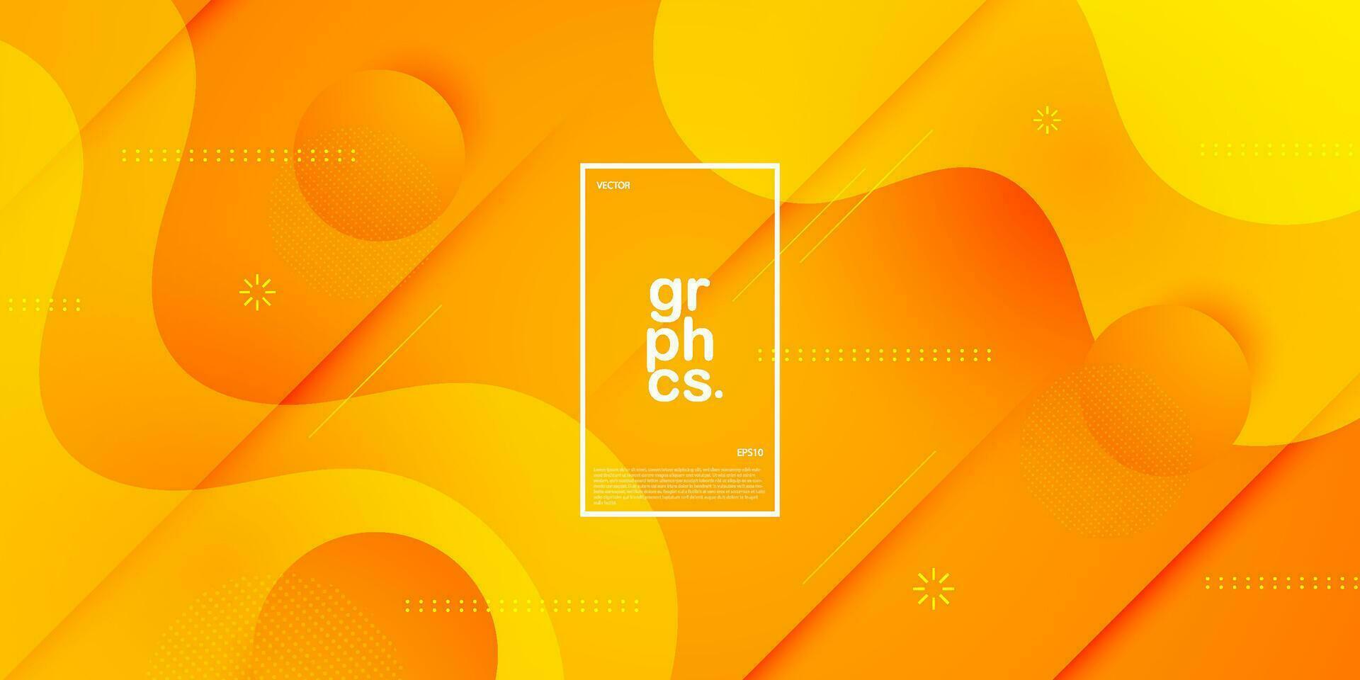 Abstract colorful orange wave background with wavy fluid shapes with geometric pattern. Bright orange background design. Cool and modern concept. Eps10 vector