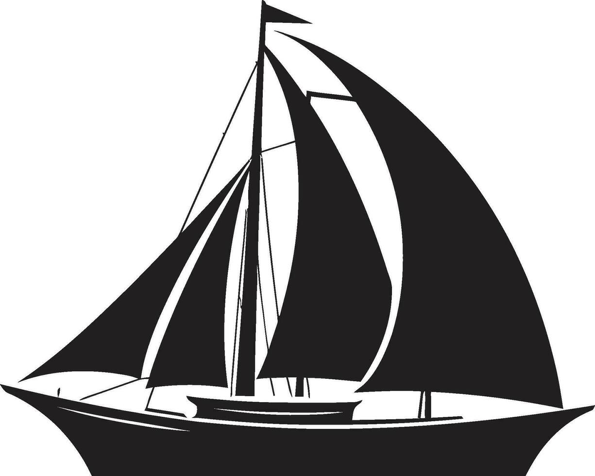Seafaring Tranquility Vector Maritime Majesty Shadowed Boat Rhythms Onyx Vector Art