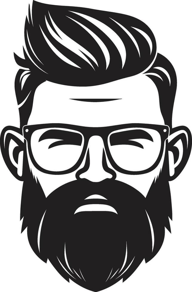 Whiskered Wonder Monochrome Vector Tribute to Bearded Trend Coffee Shop Cool Black Vector Portrait of a Hipster