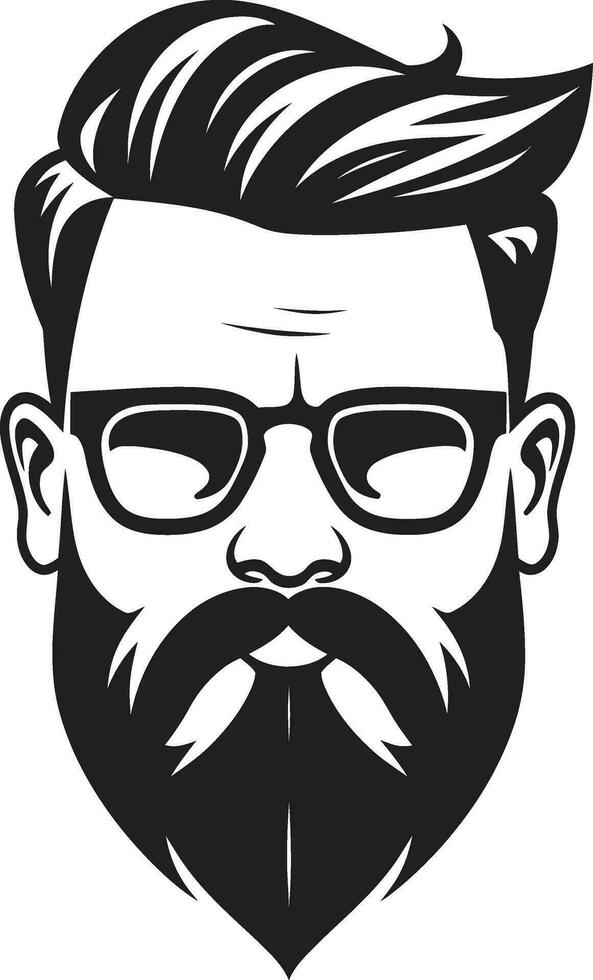 Urban Artistry Monochromatic Vector Art Celebrating Hipster Sophistication Whiskered Maverick Black Vector Portrait of Retro Vibes