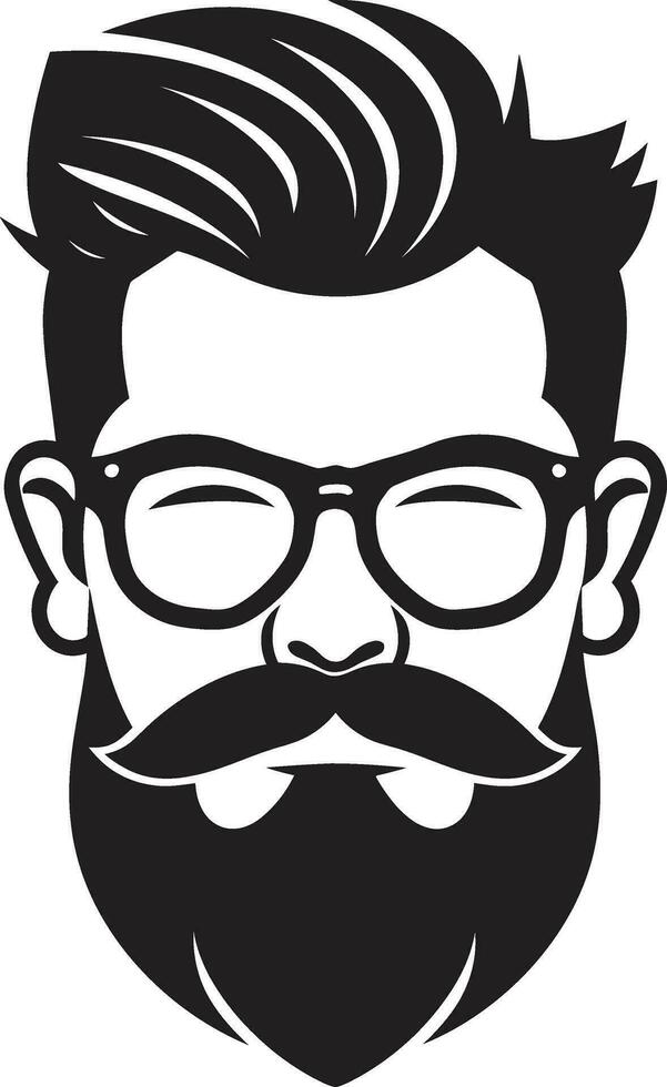 barba entusiasta negro vector exhibiendo indie icono hecho a mano sofisticación monocromo vector tributo a hipster estilo