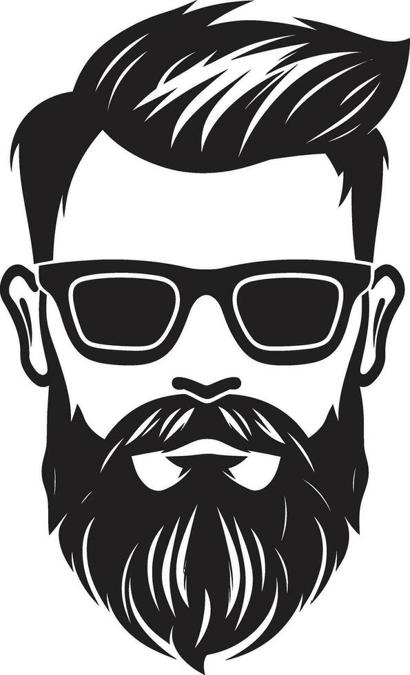 Boho Chic Monochromatic Vector Portrait of Hipster Elegance Beard and Brews Black Vector Showcasing Lumbersexual Aesthetics