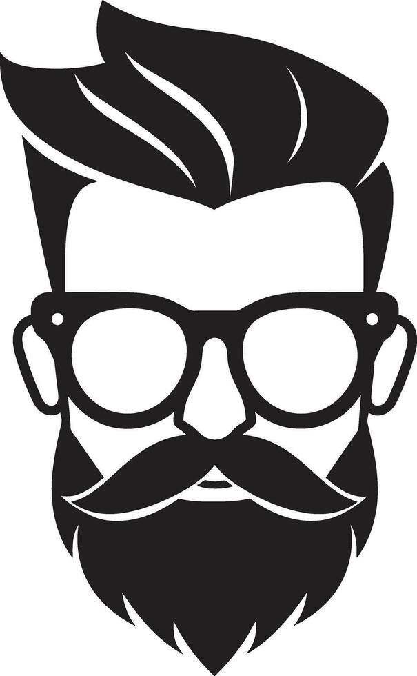 Lumbersexual Chic Monochromatic Vector Portrait of Bearded Flair Cafe Culture Black Vector Depiction of Whiskered Aesthetics