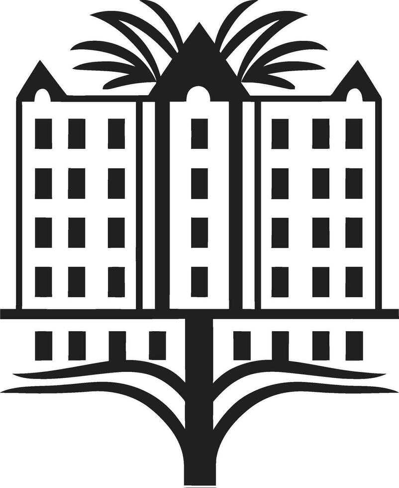 Architectural Grandeur Black Vector Building Artistry Ethereal Nightfall Monochrome Building Vector Majesty