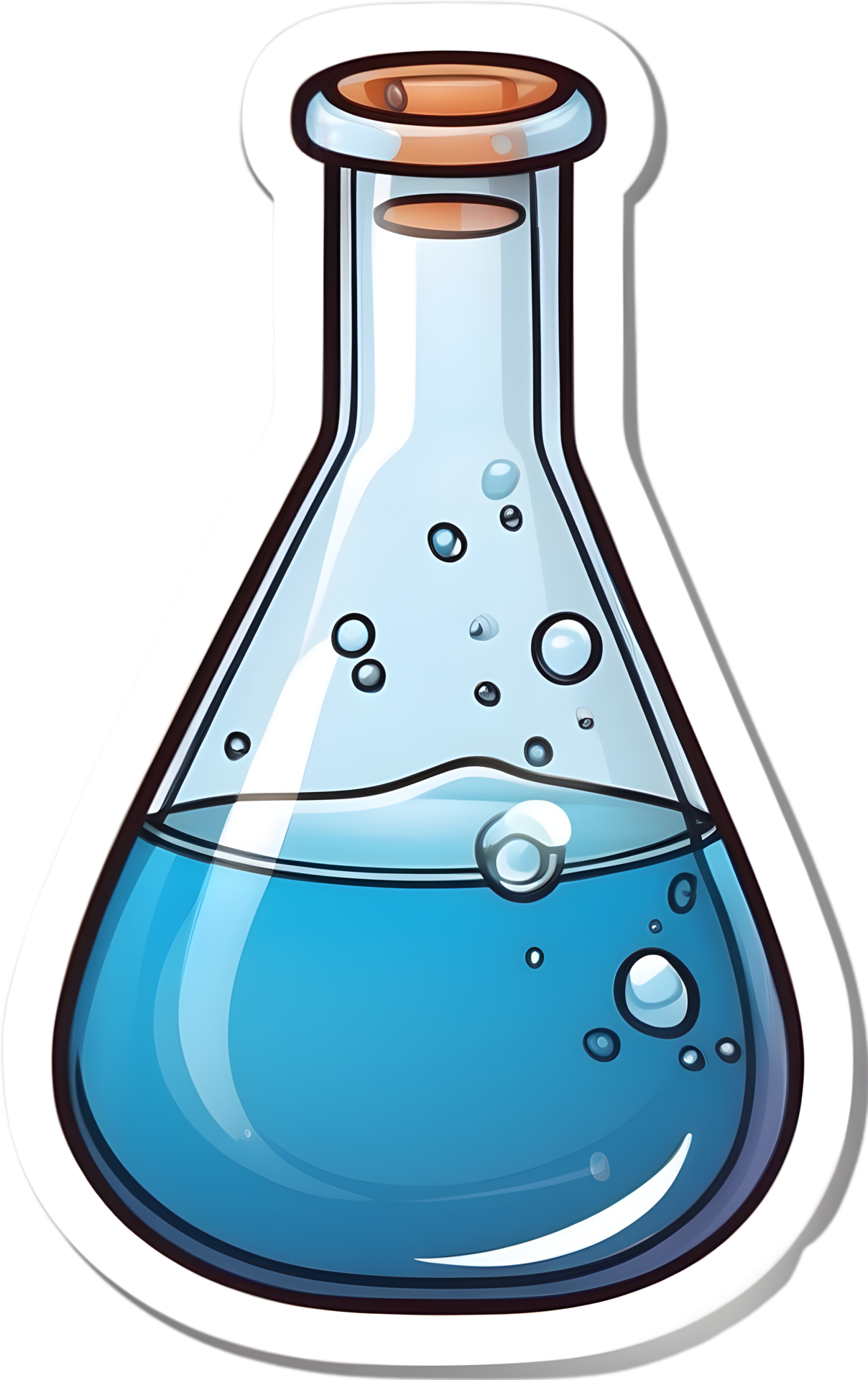 cartoon bottle with liquid in it, png Science Flask ai generative