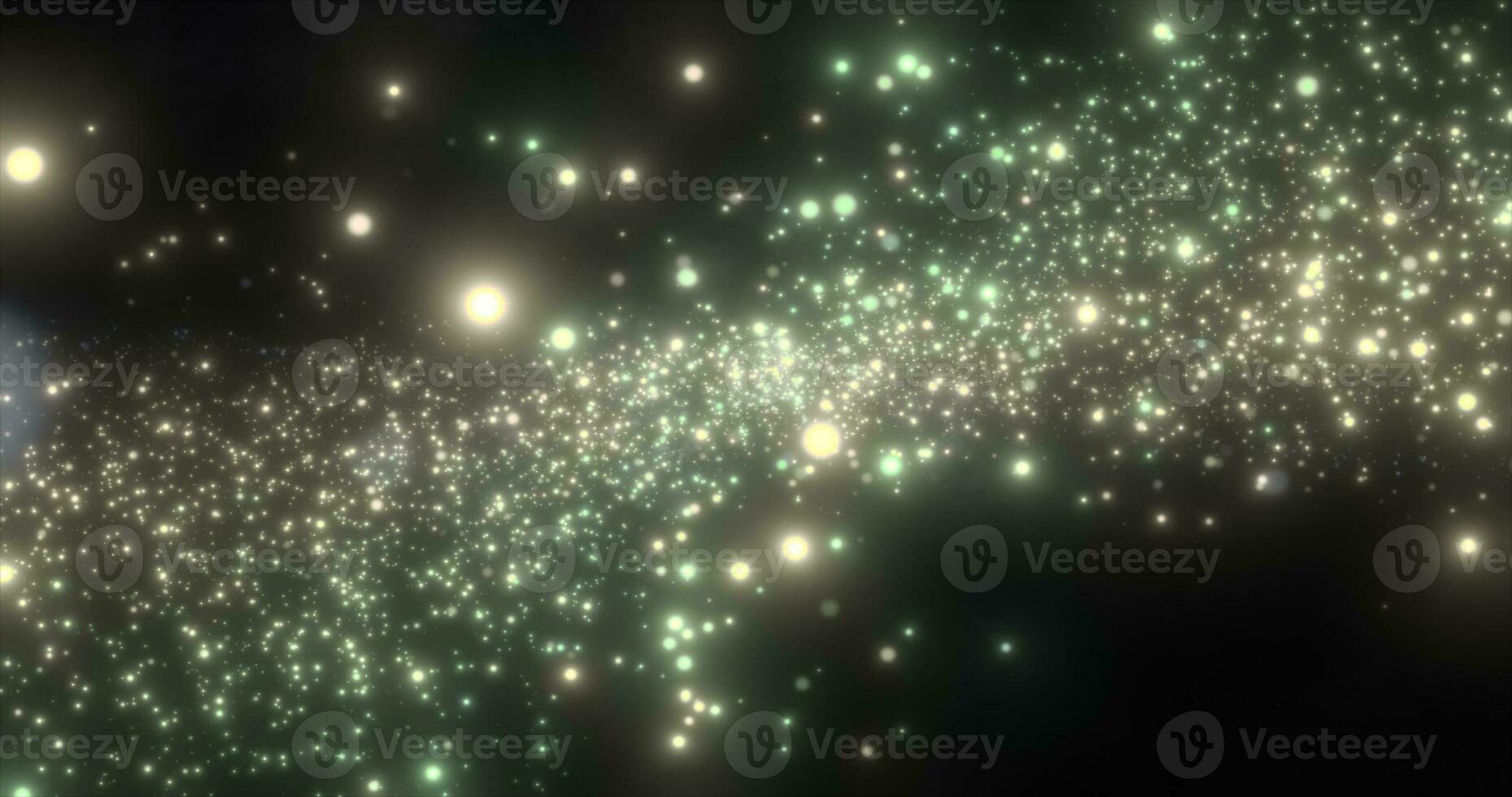 Abstract green energy particles and waves magical bright glowing futuristic hi-tech with blur effect and bokeh background photo