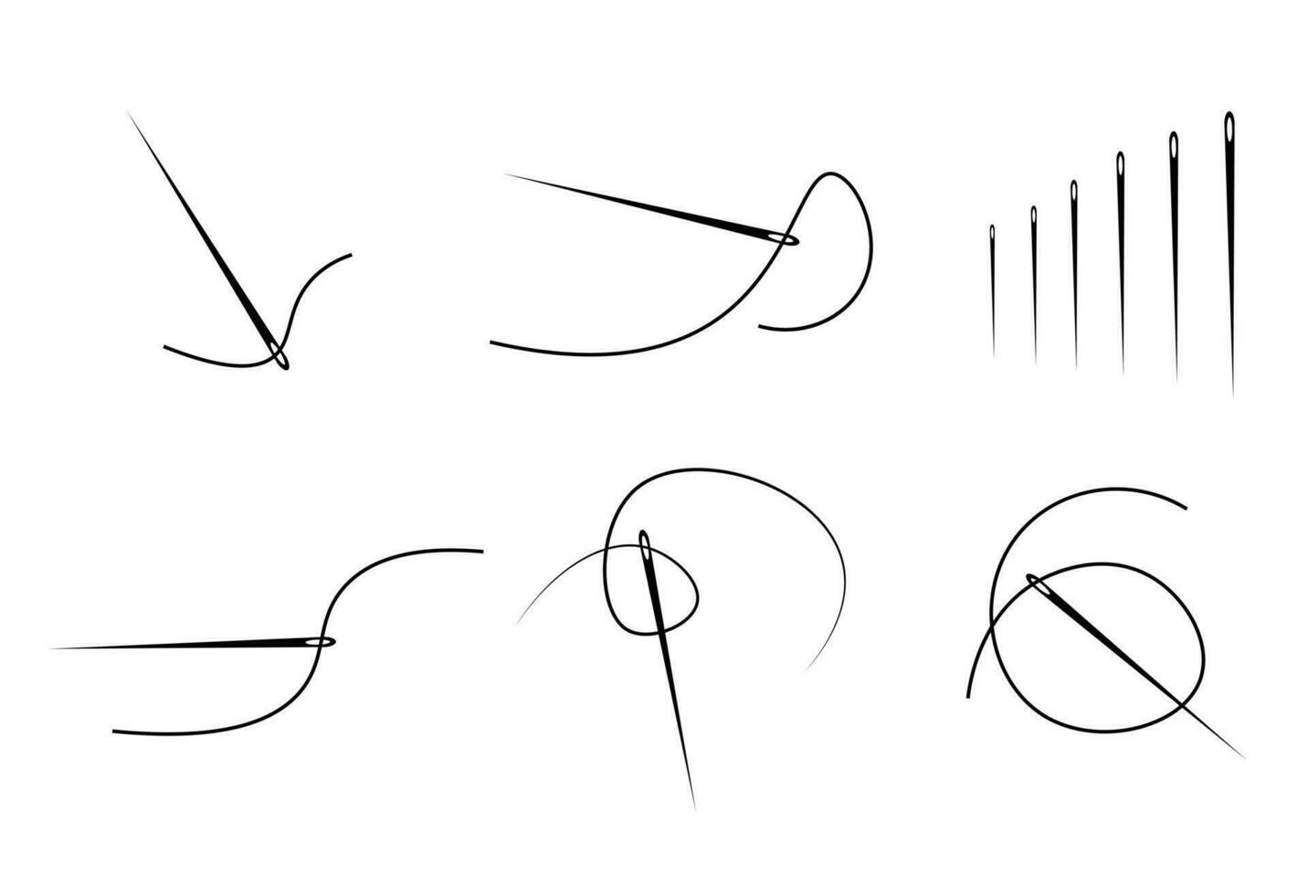 aguja y hilo silueta icono vector ilustración Sastre logo