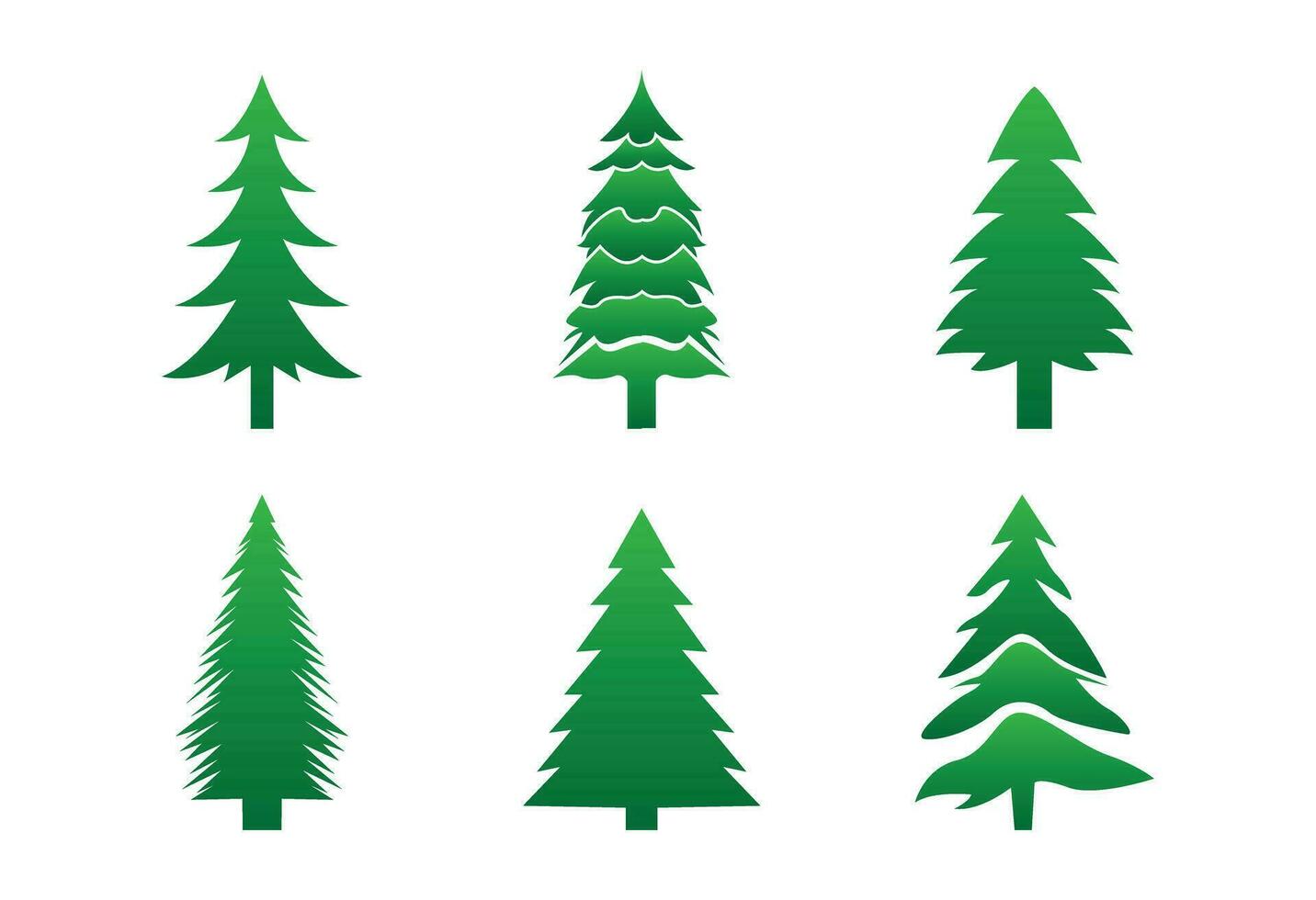Set of Christmas tree icons. Vector illustration on white background