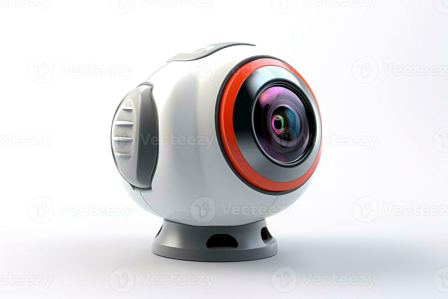 Close up of security camera isolated on white background, Generative AI photo